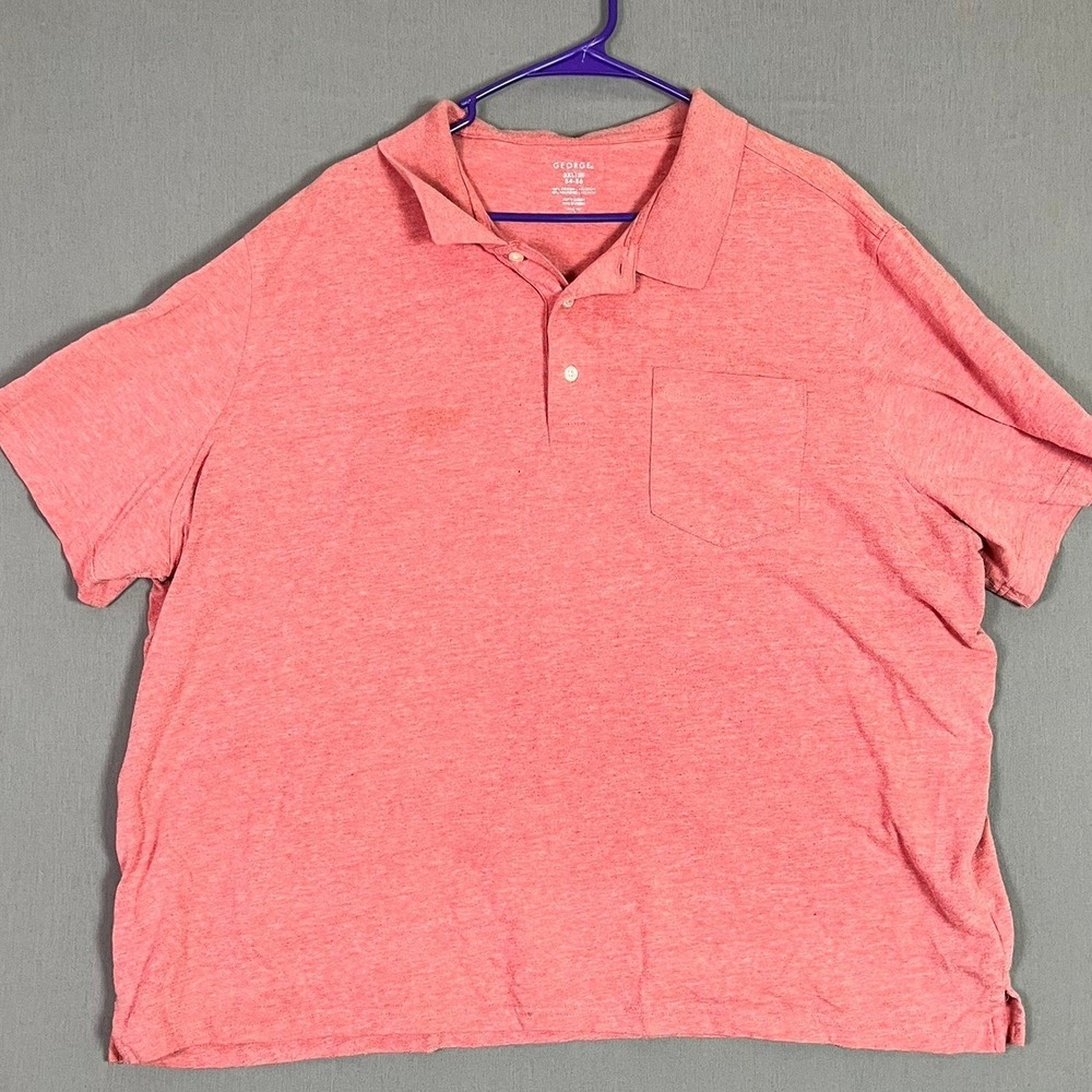George Polo Shirt 3XL Cotton Blend Coral Pink Heathered Fair
